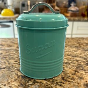 Vintage-Style Teal Sugar Canister